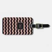 Étiquette À Bagage Or rose et étiquette noire de bagage de Chevron (Devant horizontal)