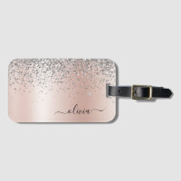 Or Rose - Pailletés Rose Saumon Argent Monogramme