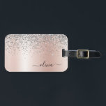 Étiquette À Bagage Or rose - Parties scintillant rose pâle Monogramme<br><div class="desc">Or rose - Blush Pink and Silver Faux Foil Metallic Sparkle Parties scintillant brossé Monogramme en métal Nom et étiquette initiale de sac ou de bagage. Cela rend le cadeau parfait pour 16 ans, mariage, douche nuptiale, anniversaire, baby shower ou bachelorette pour quelqu'un qui aime le luxe glam et les...</div>