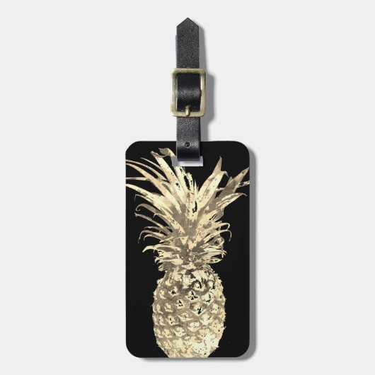 Étiquette À Bagage Or tropical d'ananas (Devant Vertical)