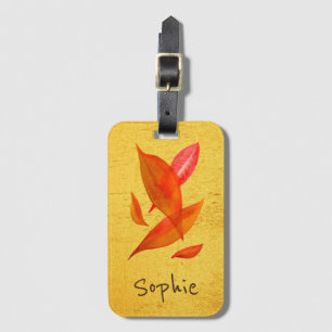 Étiquette À Bagage Orange Automne automne feuille saisonnière art