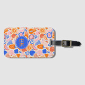 Étiquette À Bagage Orange Blue Monogram Fruits Légumes (Devant Horizontal)