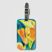 Étiquette À Bagage Orange Calla fleurs de laine aquarelle art (Devant Vertical)