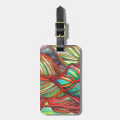 Étiquette À Bagage Orange Canna feuille aquarelle art original (Devant Vertical)