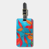 Étiquette À Bagage Orange feuille Automne art original aquarelle (Devant Vertical)