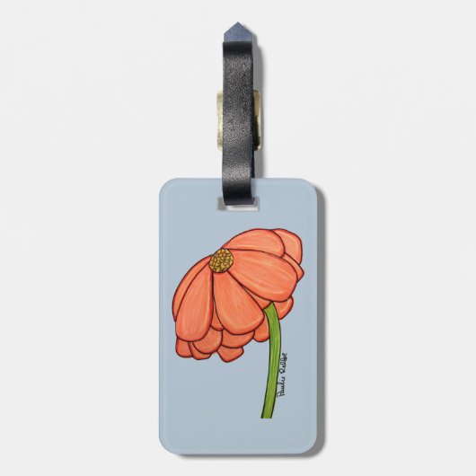 Étiquette À Bagage Orange Flower with Blue background (Dos Vertical)