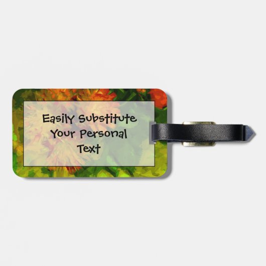 Étiquette À Bagage Orange Hawkweed Blosse L'Impressionnisme Abstrait (Dos horizontal)