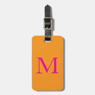 Étiquette À Bagage Orange Hot Pink Monograms Nom Fête cadeau Favorise