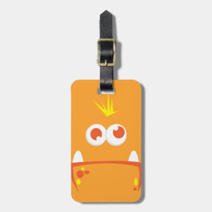 Étiquette À Bagage Orange Monster Face Voyage Bagages Tags