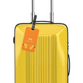 Étiquette À Bagage Orange or arc monogramme initiales élégant