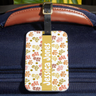 Étiquette À Bagage Orange or Rose vintage rétro et rouille