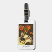 Étiquette À Bagage Orange pavot Oriental Chat Personnalisé (Devant Vertical)