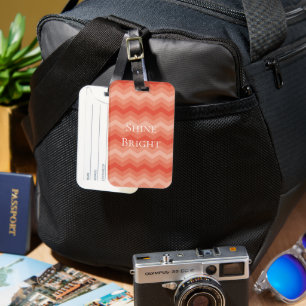 Étiquette À Bagage Orange Peach Chevron
