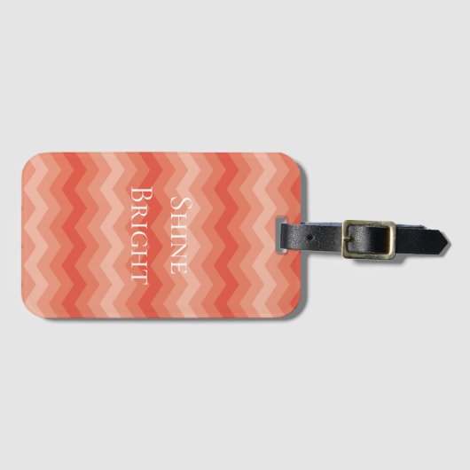 Étiquette À Bagage Orange Peach Chevron (Devant Horizontal)