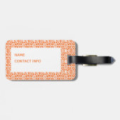 Étiquette À Bagage Orange Peigne Avec Motif Crochet Blanc (Dos horizontal)