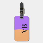 Étiquette À Bagage Orange violet solide ajouter nom lettre monogramme (Devant Vertical)