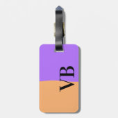 Étiquette À Bagage Orange violet solide ajouter nom lettre monogramme (Dos Vertical)