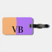 Étiquette À Bagage Orange violet solide ajouter nom lettre monogramme (Dos horizontal)