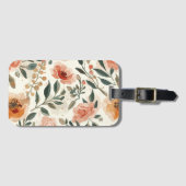Étiquette À Bagage Orange Watercolor Flowers Botanical Painting (Devant Horizontal)