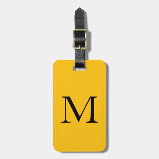 Étiquette À Bagage Orange Yellow Monogramme Initiales Nom Cadeau Favo (Devant Vertical)