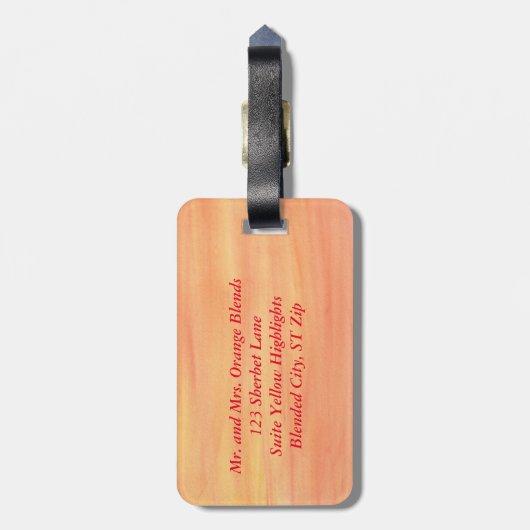 Étiquette À Bagage Orange Yellow Sunset Mélange Monogramme Bagages Ta (Dos Vertical)