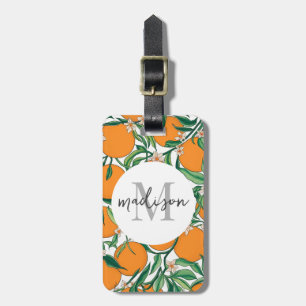 Étiquette À Bagage Oranges d'été tendance Motif de fleurs d'agrumes