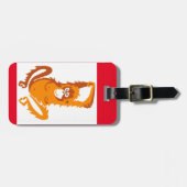Étiquette À Bagage ORANGUTAN -Ape -Primate - Faune - Rouge et orange (Devant horizontal)