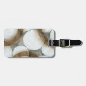 Étiquette À Bagage Orbes blanches et cercles Brown (Devant horizontal)