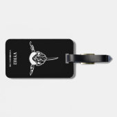 Étiquette À Bagage Orca tribale noire et blanche (Dos horizontal)