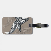 Étiquette À Bagage Orca Tueur Baleine Taupe Tlingit Encre Tribale (Dos horizontal)