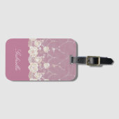 Étiquette À Bagage Orchidée rose blanc dentelle florale (Devant Horizontal)