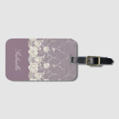 Étiquette À Bagage Orchidée violet blanc dentelle florale (Devant Horizontal)