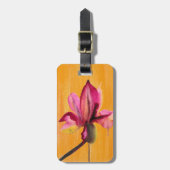 Étiquette À Bagage Orchidée violette couleur orange pop art fleur (Devant Vertical)