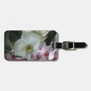Étiquette À Bagage Orchidées blanches et violettes