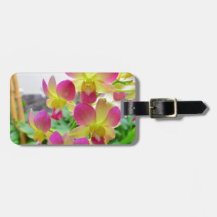 Étiquette À Bagage Orchidées roses jaunes
