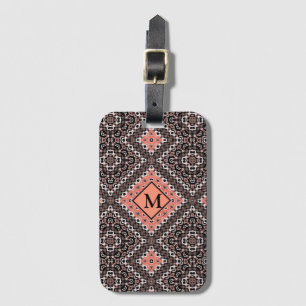 Étiquette À Bagage oriental, arabe, ornement, brun, rouge, ethnique,