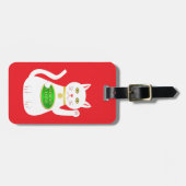 Étiquette À Bagage Oriental Lucky Cat Nom personnalisé (Devant horizontal)