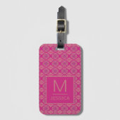 Étiquette À Bagage Ornate Pink Purple Geometric Pattern Personalised (Devant Vertical)