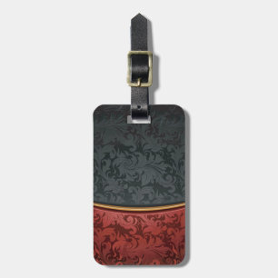 Étiquette À Bagage Ornement vintage rouge et noir