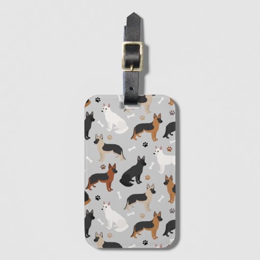 Étiquette À Bagage Os bergers allemands et pattes (Devant Vertical)