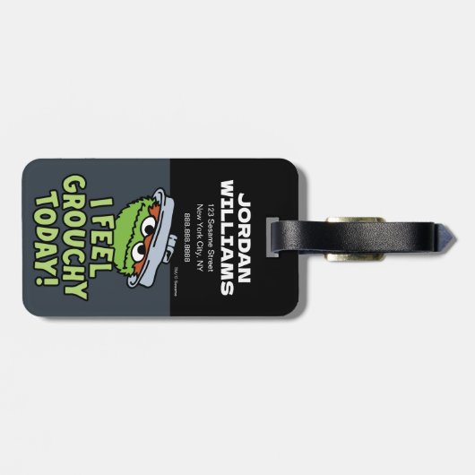 Étiquette À Bagage Oscar le Groupement | Je Me Sens Grouchy | Ajouter (Dos horizontal)