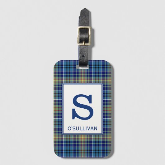 Étiquette À Bagage O'Sullivan Tartan Bleu Clair Motif (Devant Vertical)