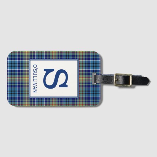 Étiquette À Bagage O'Sullivan Tartan Bleu Clair Motif (Devant Horizontal)