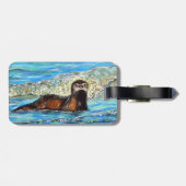 Étiquette À Bagage Otter in the Waves 2 Peinture (Dos horizontal)