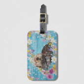 Étiquette À Bagage Otter Nager dans les fleurs (Devant Vertical)