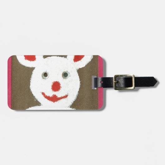 Étiquette À Bagage Ours blanc avec nez rouge, bouche et oreilles (Pèr (Devant horizontal)