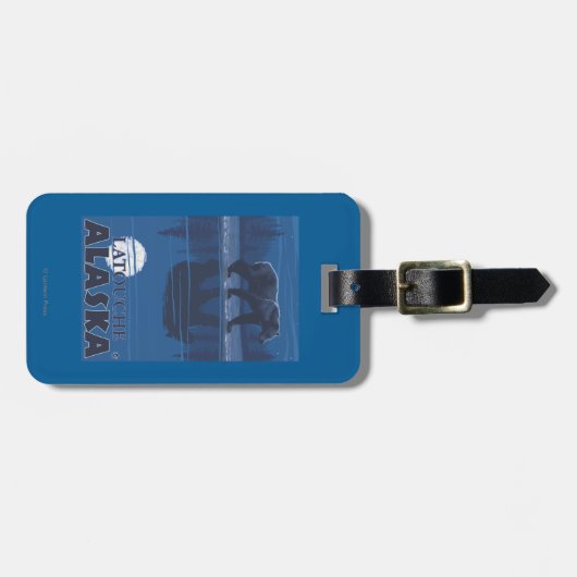 Étiquette À Bagage Ours dans le clair de lune - Latouche, Alaska (Devant horizontal)