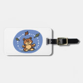 Étiquette À Bagage Ours d'automne avec Feuilles en chute (Devant horizontal)