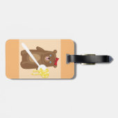 Étiquette À Bagage Ours de miel adorable avec cuillère et cabot rouge (Dos horizontal)