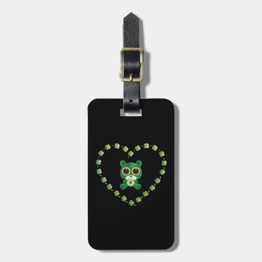 Étiquette À Bagage Ours en peluche de la Saint-Patrick (Devant Vertical)